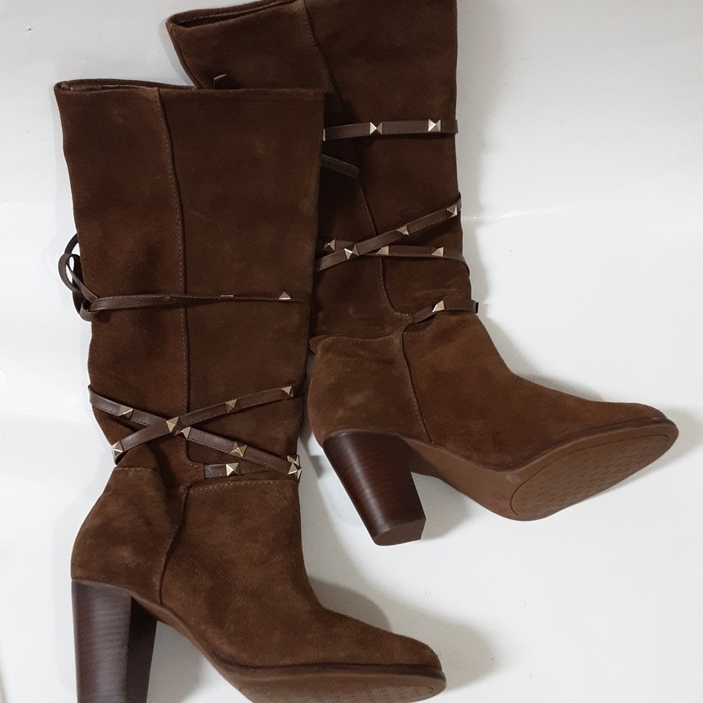 Antonio Melani Binx tall boots women 6M leather suede Y2K boho stud details